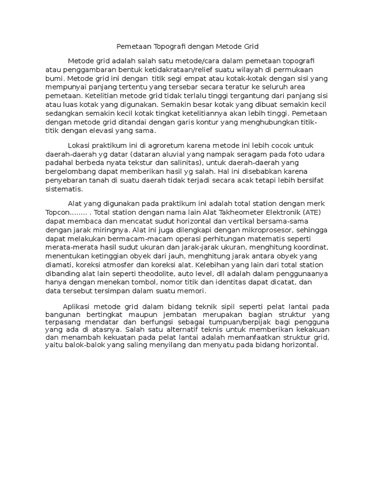 Pemetaan Topografi dengan Metode Grid | PDF