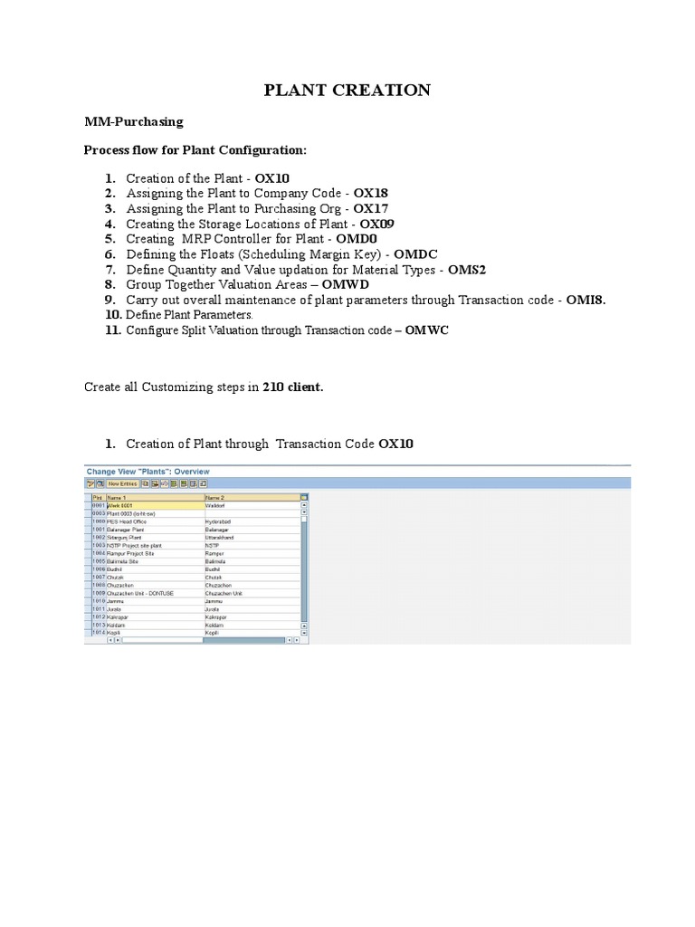 Creation of Plant in SAP | Computer Data | Information Technology