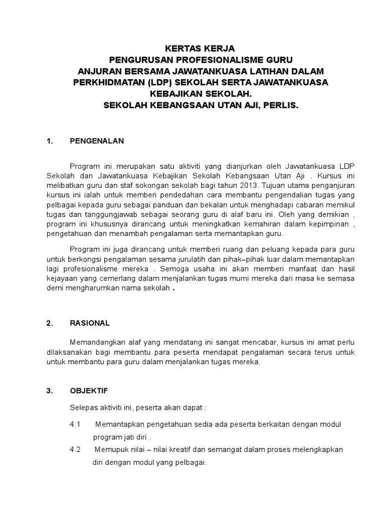 Kertas Kerja Program Pdf Document