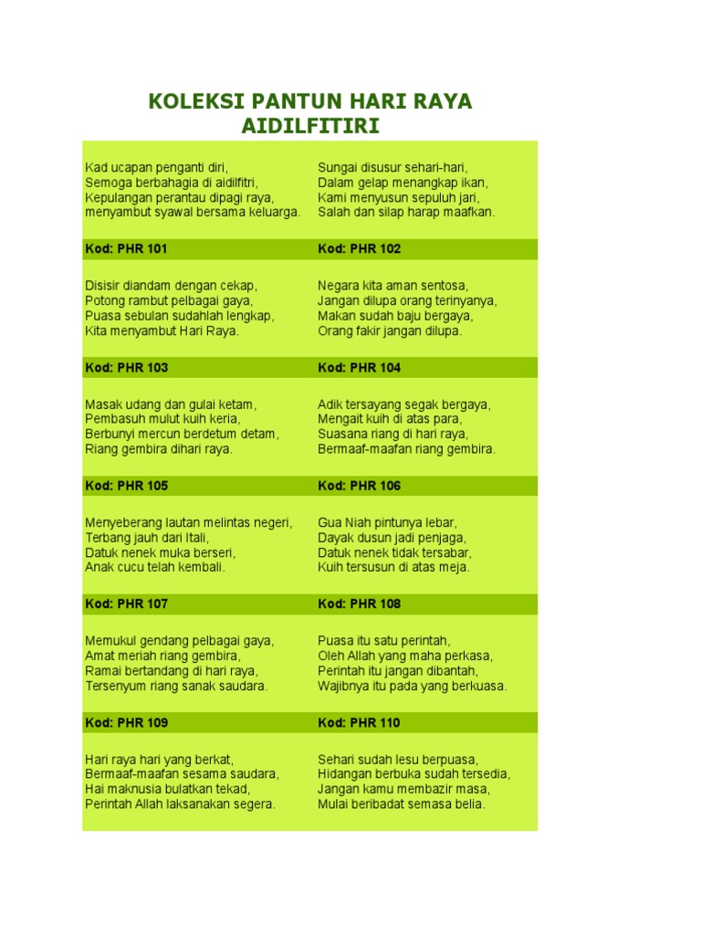 Koleksi Pantun Hari Raya Aidilfitiri Pdf