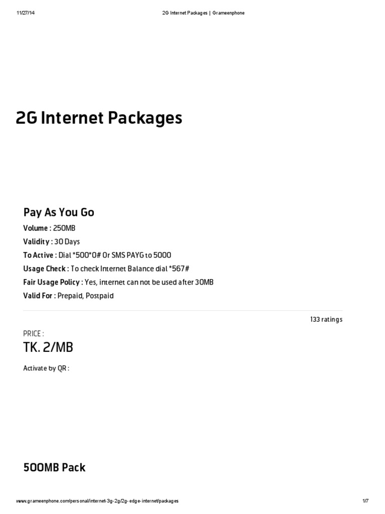 Grameenphone 2G Internet Packages | PDF | Prepaid Mobile Phone | Mobile ...