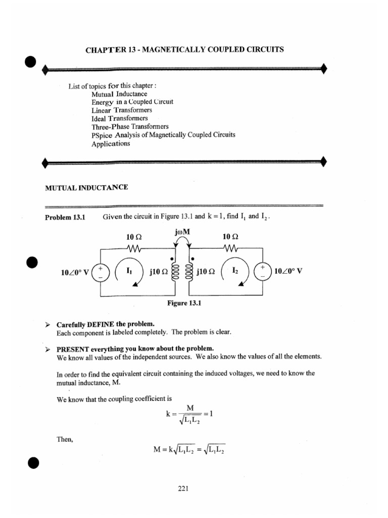 Chapter 13 Magnetically Coupled Circuits | PDF