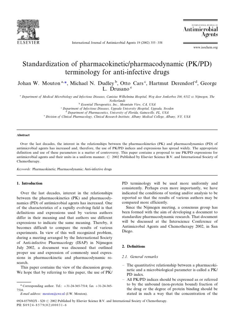 Standardizing PK/PD Terms for Antimicrobials | PDF | Pharmacokinetics ...