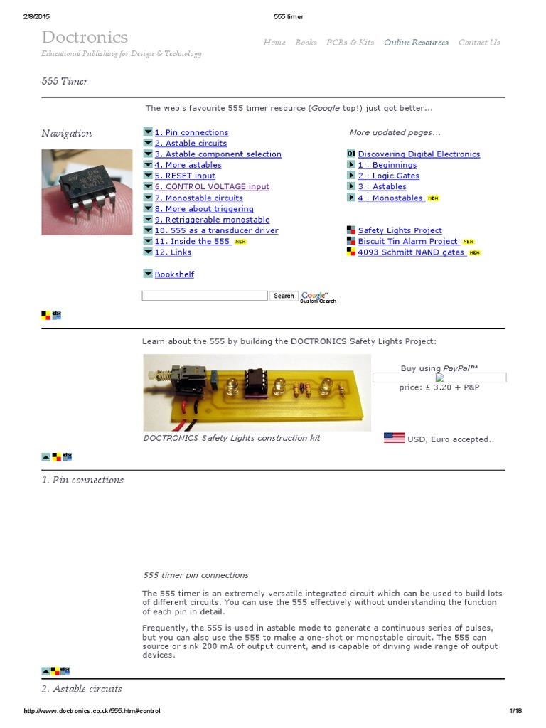 555 Timer Doctronics | PDF | Electronic Circuits | Electrical Components