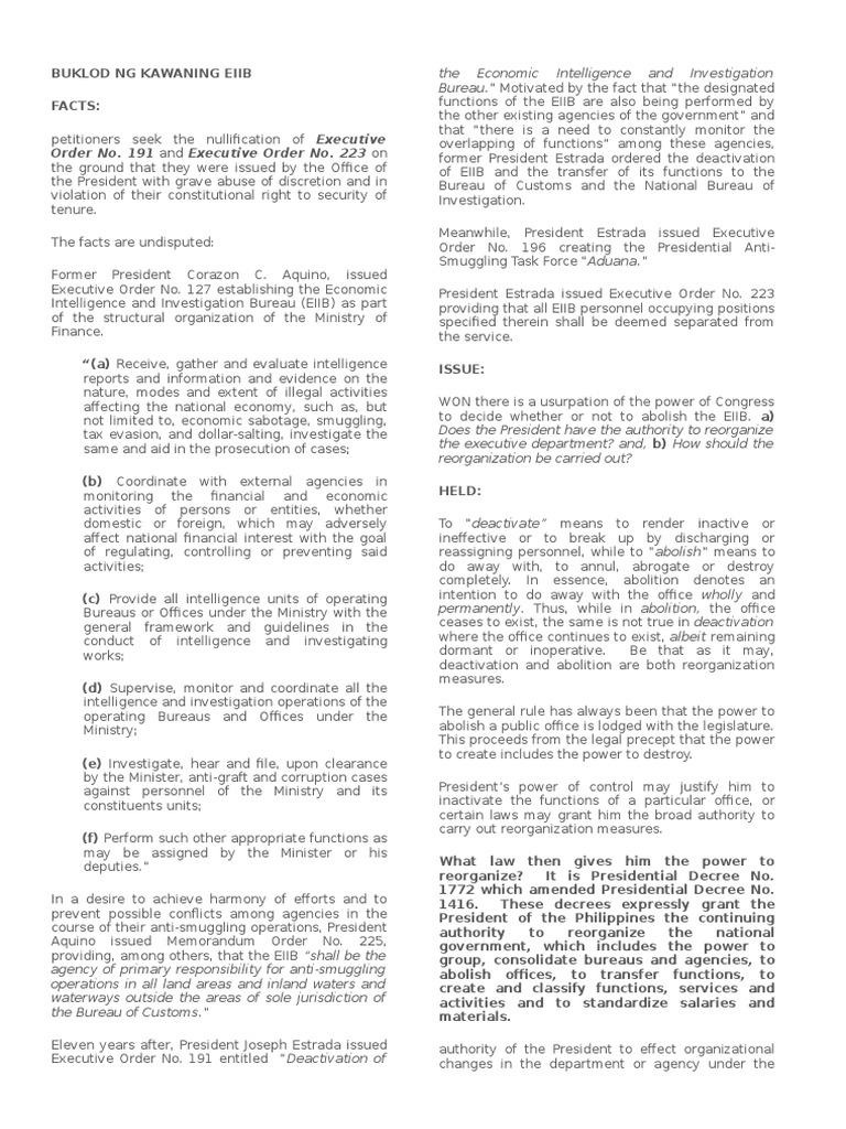 Order No. 191 and Executive Order No. 223 On PDF Judiciaries