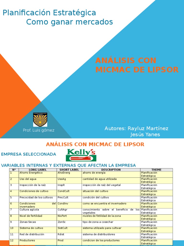 Analisis Con Micmac de Lipsor | PDF | Planificación | Energía y recursos