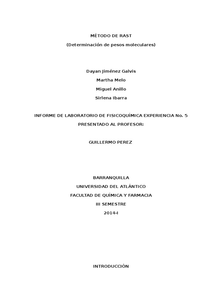 Método de RAST | PDF | Mecánica de Medios Continuos | Química Física