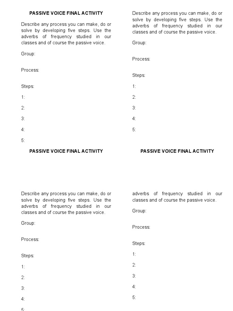Passive Voice Process Activity Guide | PDF | Career & Growth | Language ...