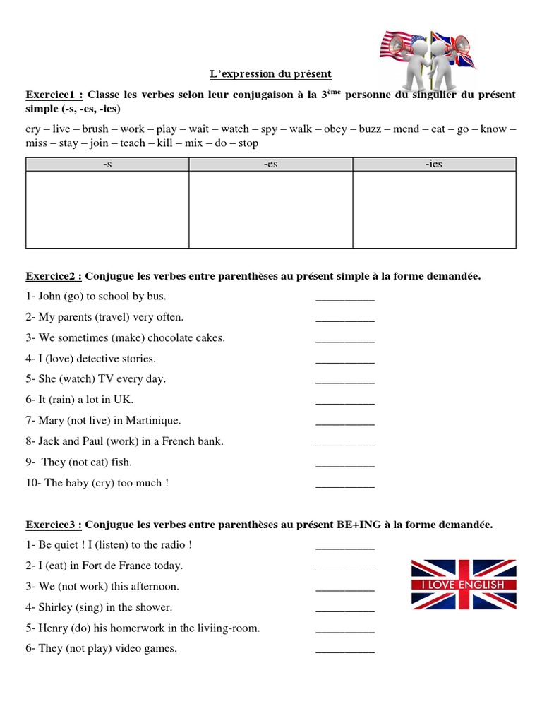 Etre Anglais Passe Exercices Anglais 5ème - L'Expression Du Présent Et Du Passé