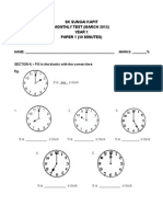 SK Sungai Kapit Monthly Test (March 2015) Year 1 Paper 1 (50 Minutes)