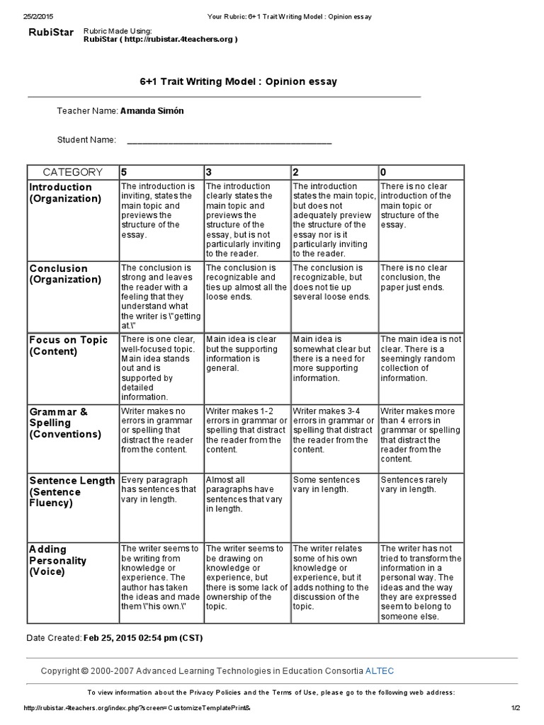 Rubrics for writing assignments pdf picture