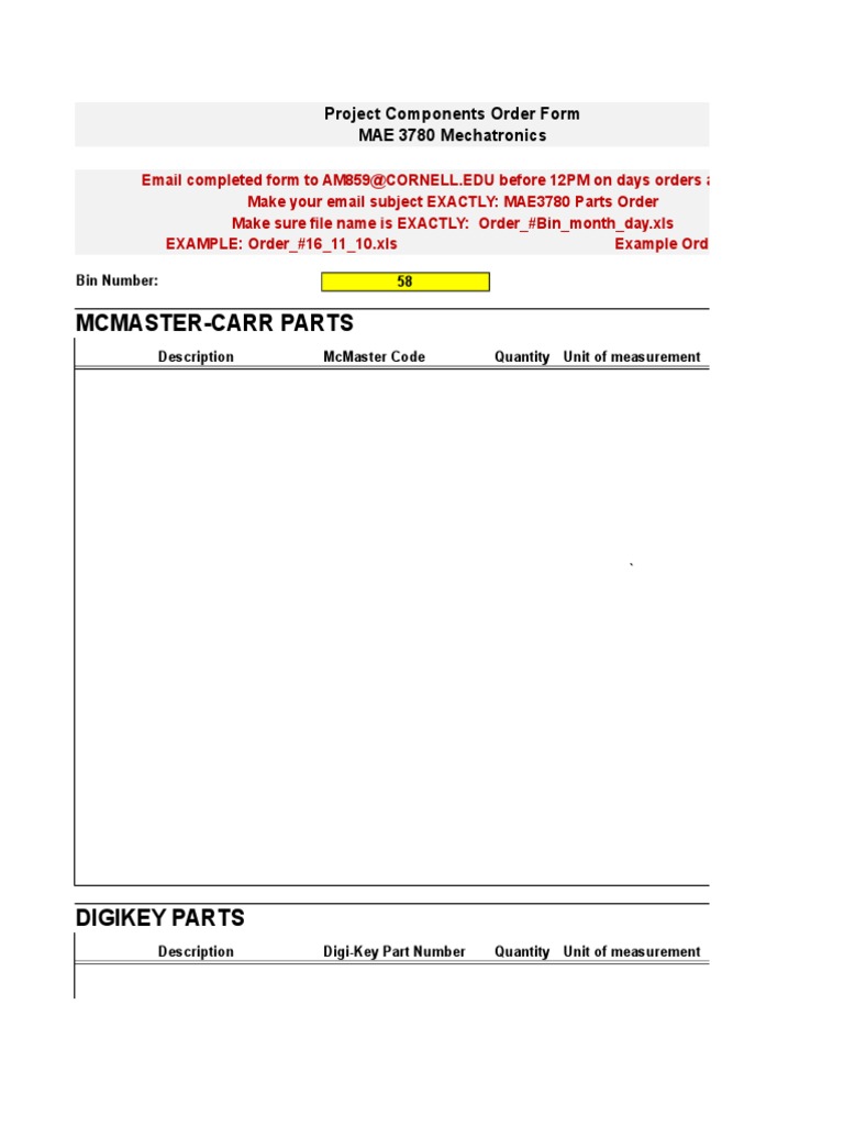MAE 3780 Parts Order Form Guide | PDF | Finance & Money Management ...