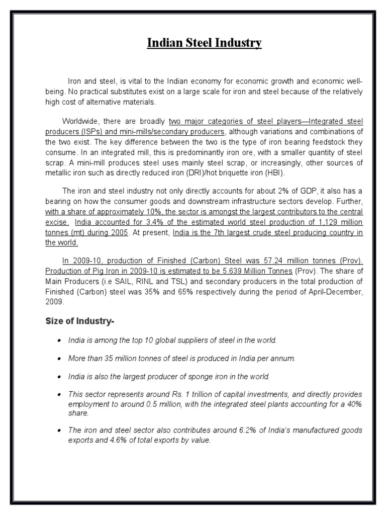 Overview of India's Steel Industry | PDF | Steel | Economies
