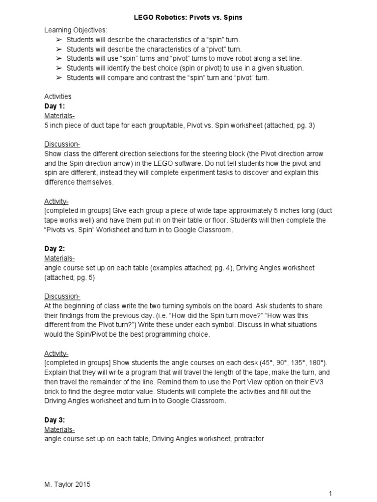 worksheet Well Vs Good Worksheet pivotsvs turnslesson 2 technology robot
