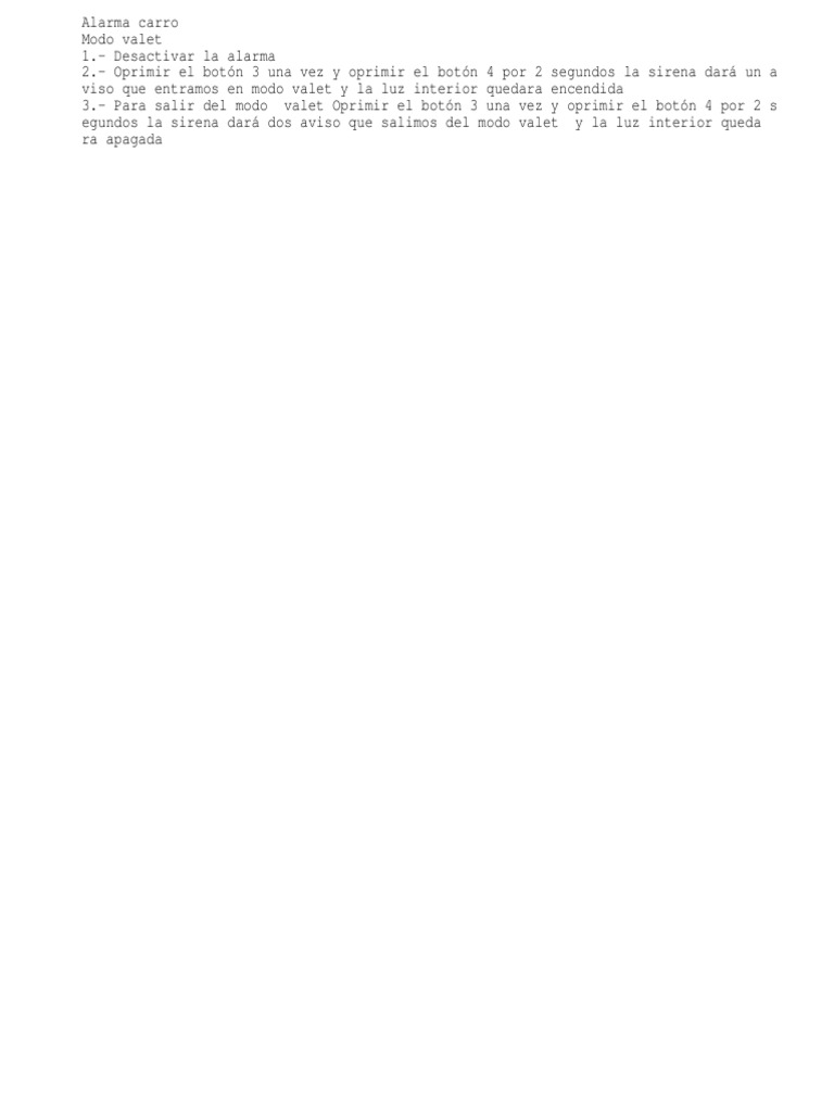 Modo Valet Alarma Carro PDF