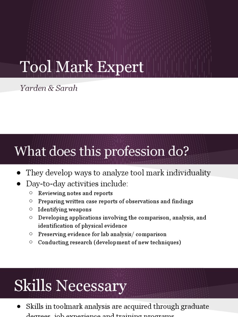 Tool Mark Expert Yarden Sarah PDF Forensic Science Federal Bureau