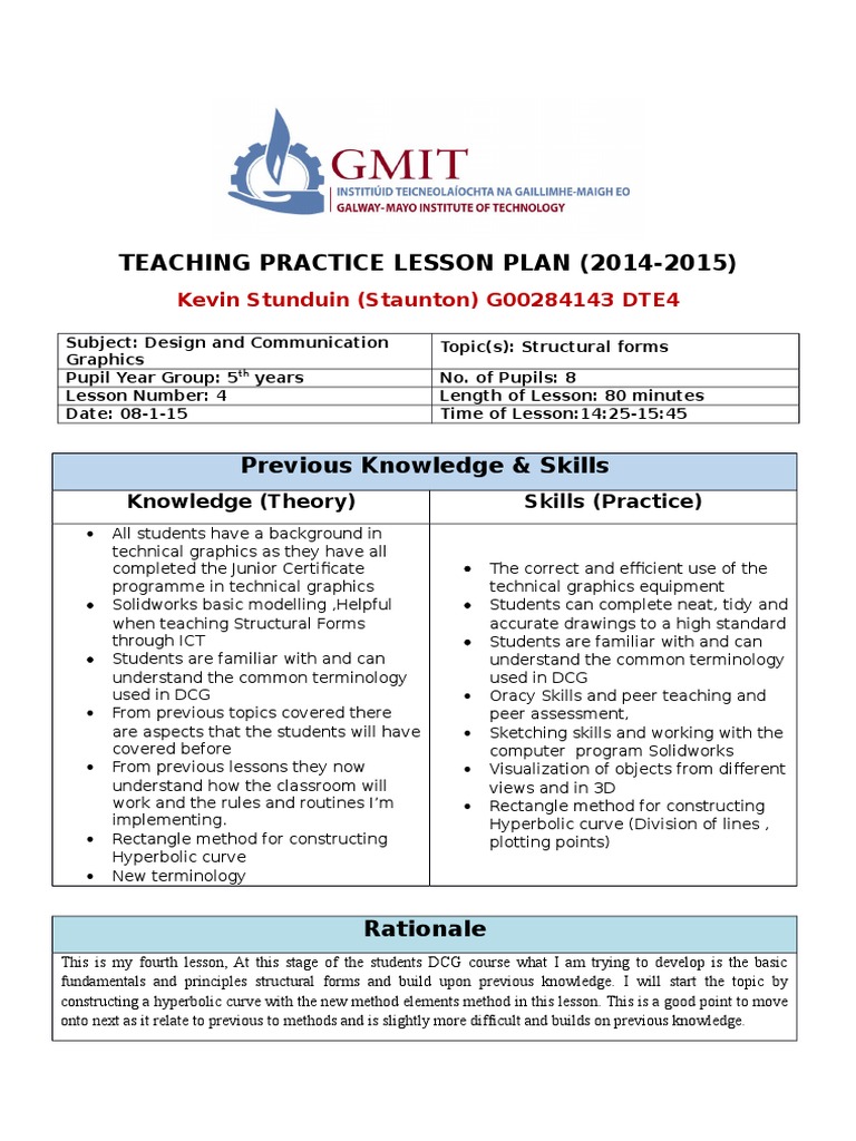 Structural Forms Lesson Plan for DCG | PDF | Graphics | Educational ...