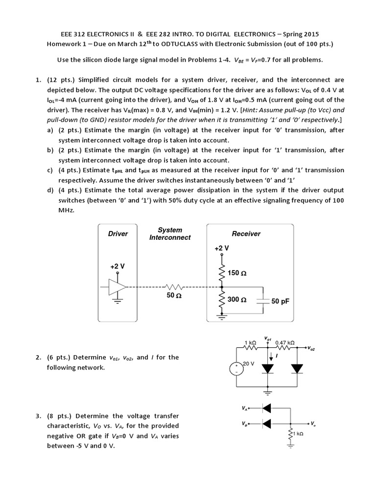 Eee312 Eee282 HW1 Spring2015 | PDF | Electric Power | Electrical Equipment