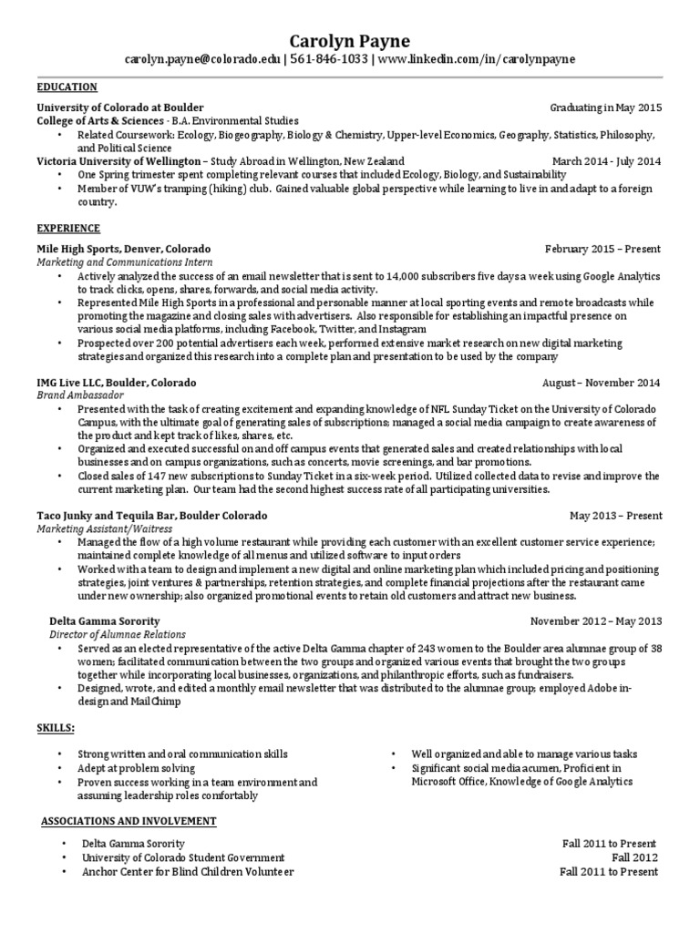 Carolyn Payne Resume PDF PDF Advertising Marketing