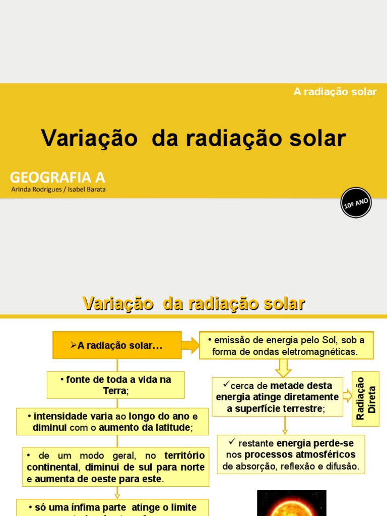 Variação Da Radiação Solar - Gina 14-15 | PDF | Terra | Luz solar