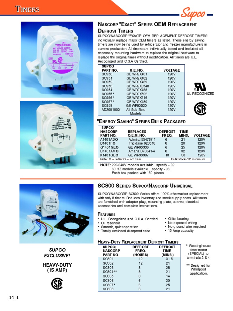 Supco Timers | PDF | Refrigerator | Timer