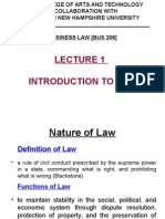 Lecture 1 – Introduction to Law