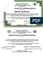Mandanas Elementary School Certificate of Appreciation