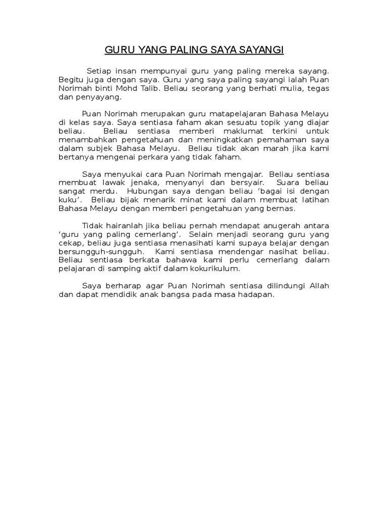 karangan guru idola saya