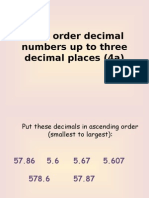 Ordering Decimals 3dp