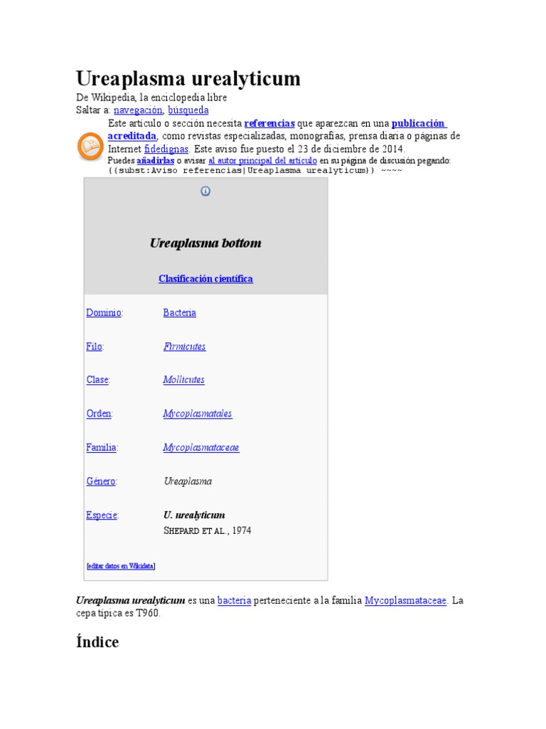 Ureaplasma urealyticum Microbiología Salud pública