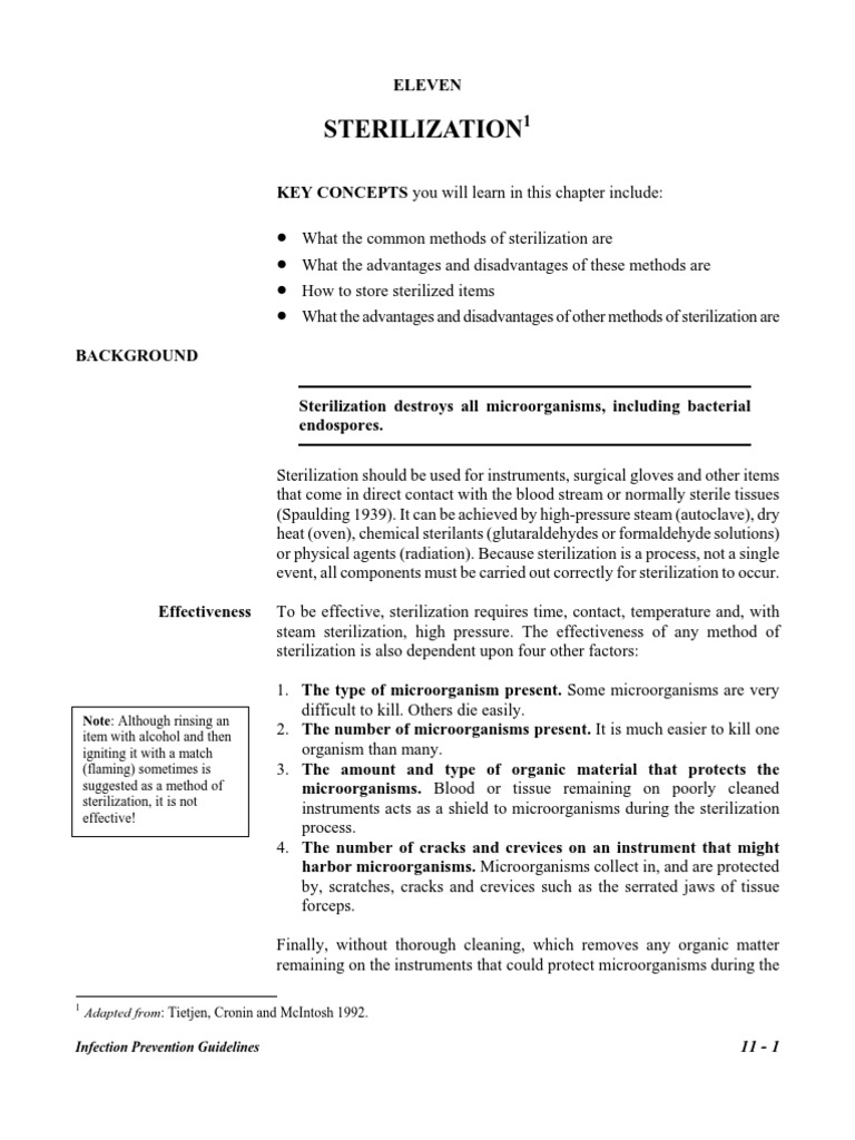 Sterilization Methods and Guidelines | PDF | Sterilization ...
