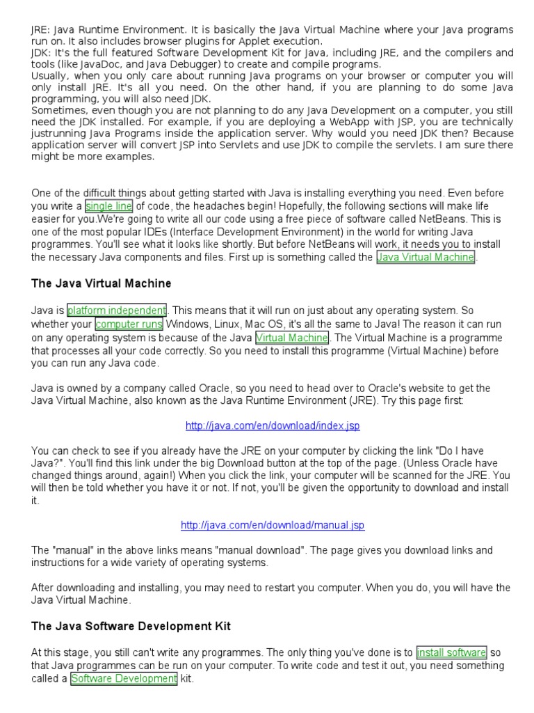 JRE | PDF | Java (Programming Language) | Boolean Data Type