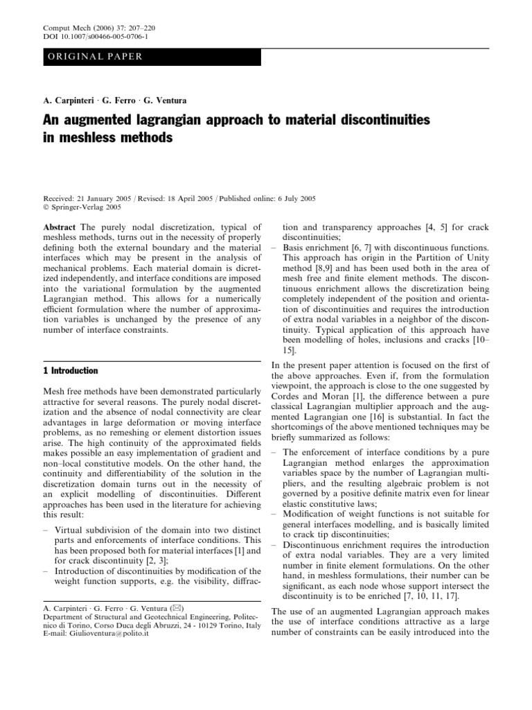Augmented Lagrangian for Meshless Methods | PDF | Mathematical ...