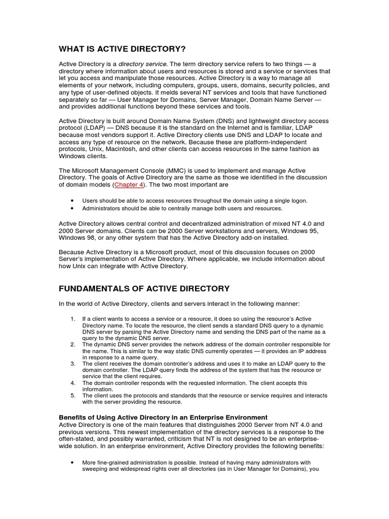 Active Directory Overview and Benefits | PDF | Active Directory ...