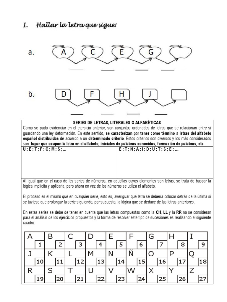 Series de Letras y Ejercicios Prácticos | PDF | Alfabeto