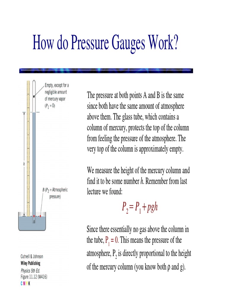 How Do Pressure Gauges Work? P P PGH PDF Buoyancy Fluid Dynamics
