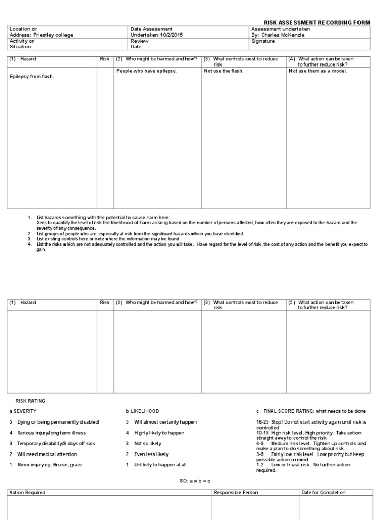 Risk Assessment Template | PDF