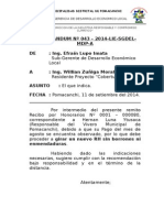 Memor Nº 43-2014 Remito Orden de Servicio Para Correccion de Rh