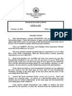 2014 Bar Examinations Questionnaires - Civil Law