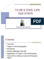 Taylor s Tool Life Equation