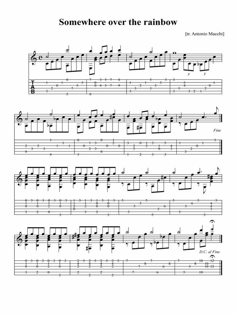 68621049 Somewhere Over the Rainbow Guitar Transcription by Macchi TAB