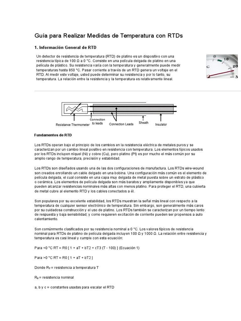 RTD | PDF | Adquisición de datos | Resistencia Eléctrica y Conductancia