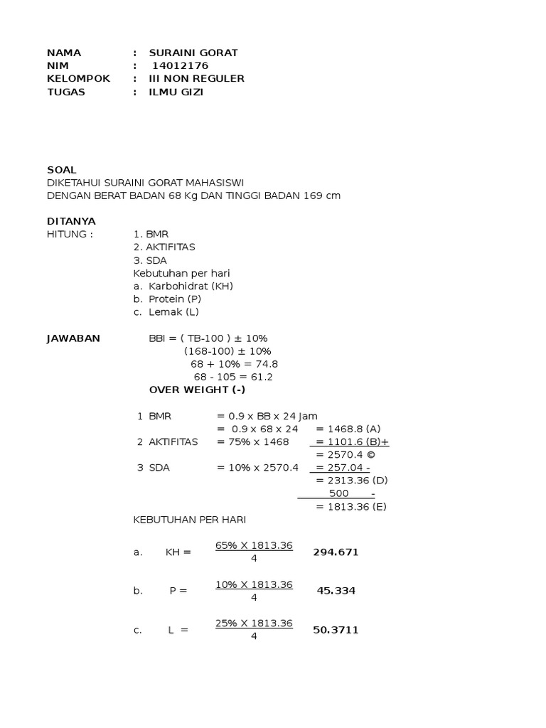 Contoh Soal Ilmu Gizi