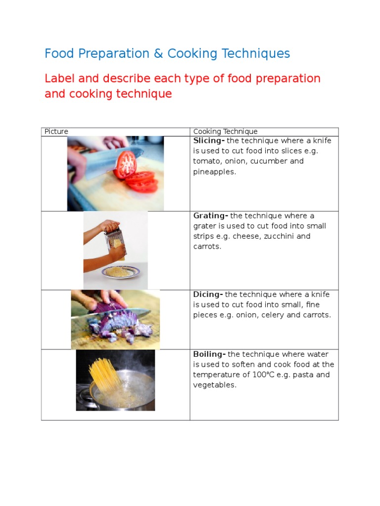 Food Preparation and Cooking Techniques | PDF | Cooking, Food & Wine ...
