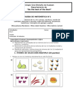 Prueba de Matemática 1° Básico. Numeración 0 Al 10