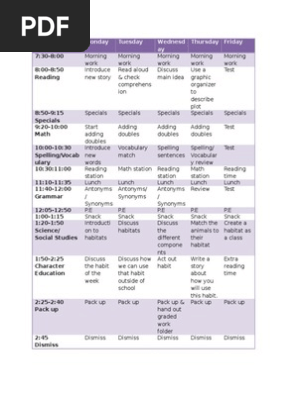 weekly agenda