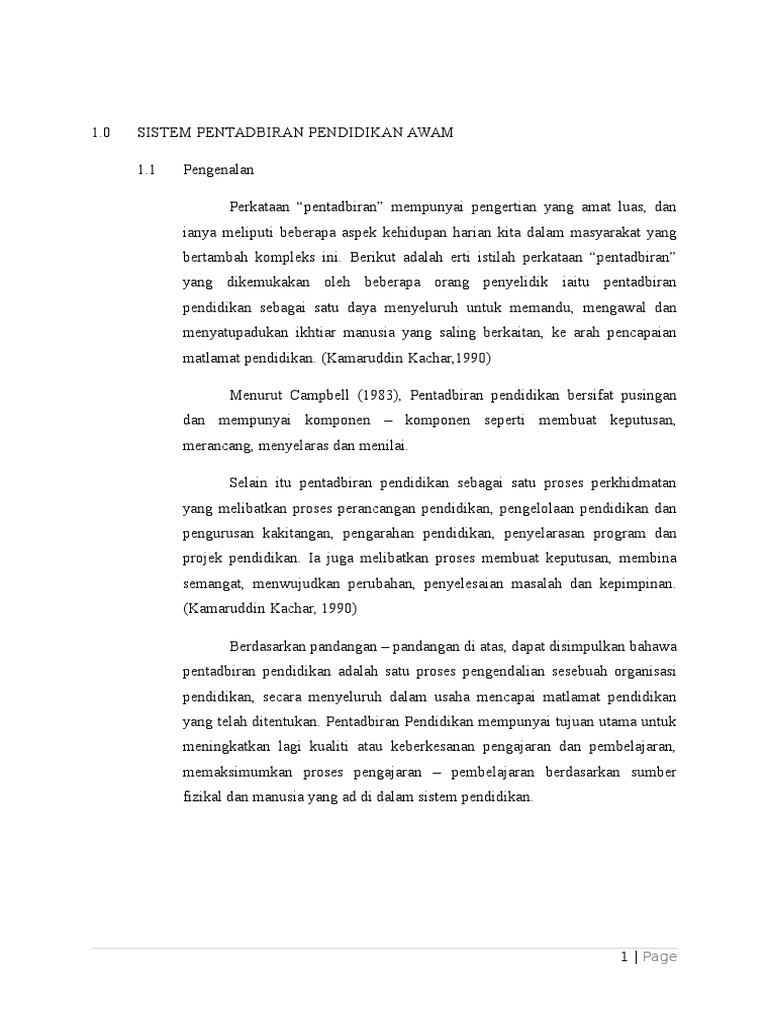 Sistem Pentadbiran Pendidikan Awam Report Pdf