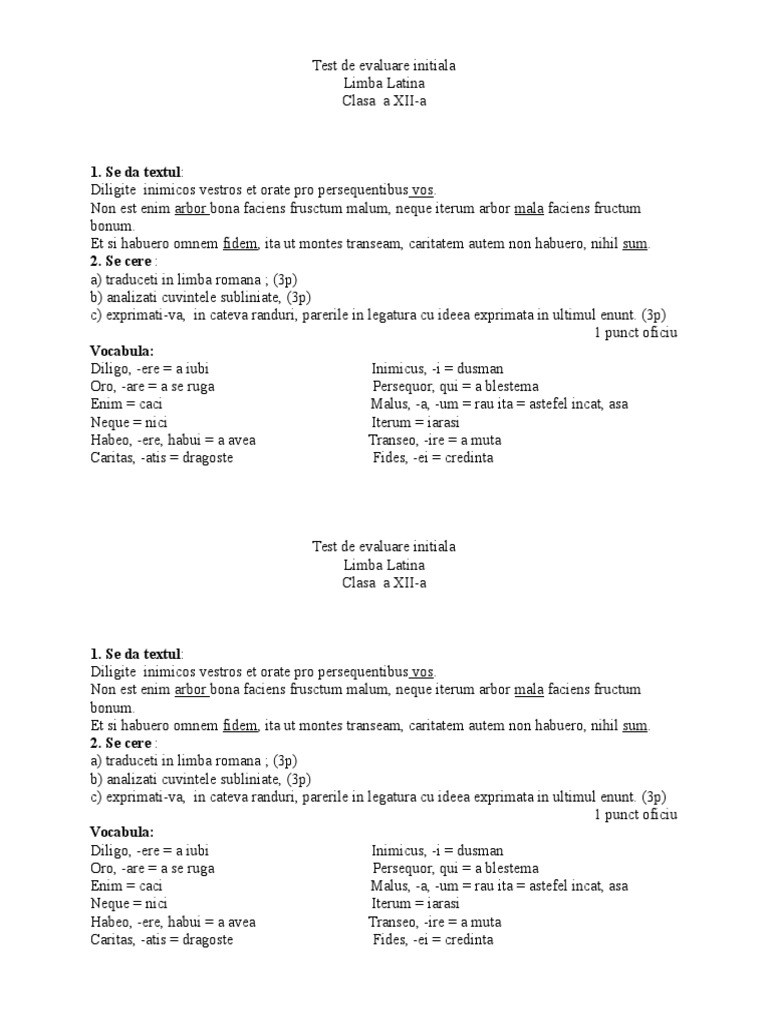 Test de Evaluare Initiala 12 | PDF