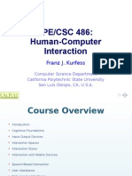 CPE/CSC 486: Human-Computer Interaction: Franz J. Kurfess