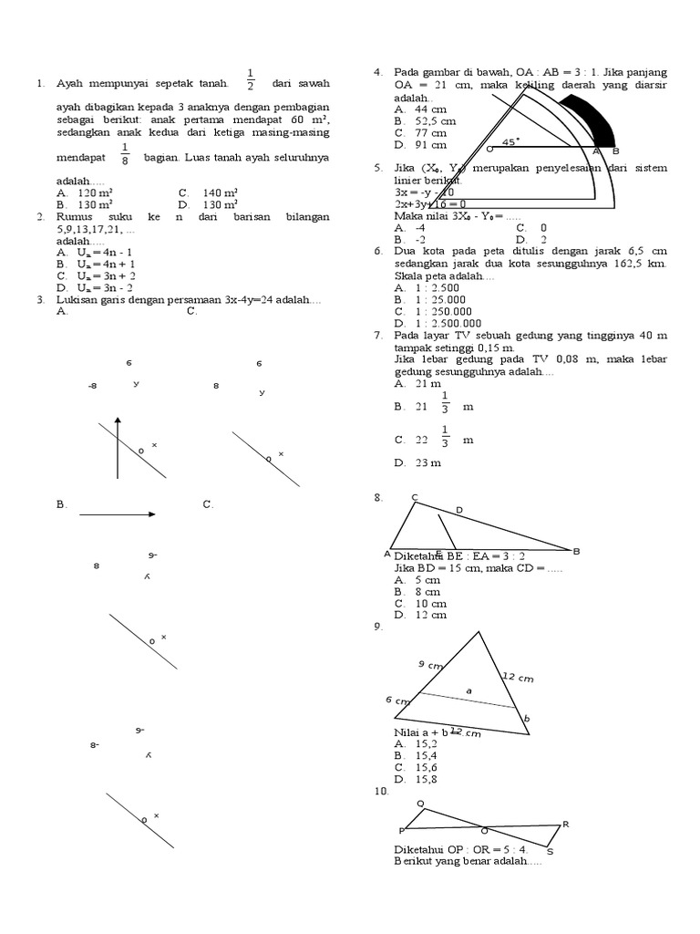 Soal Matematika Kelas 9